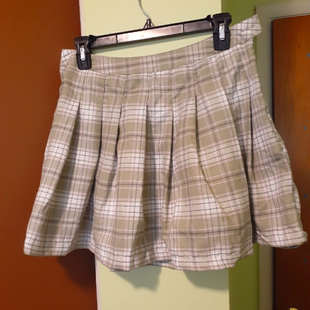 Pleated Plaid Mini Skirt